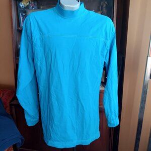 Vintage XL 1990's T-shirt Honors Turquoise Long-Sleeve Mock Neck Cotton Pakistan